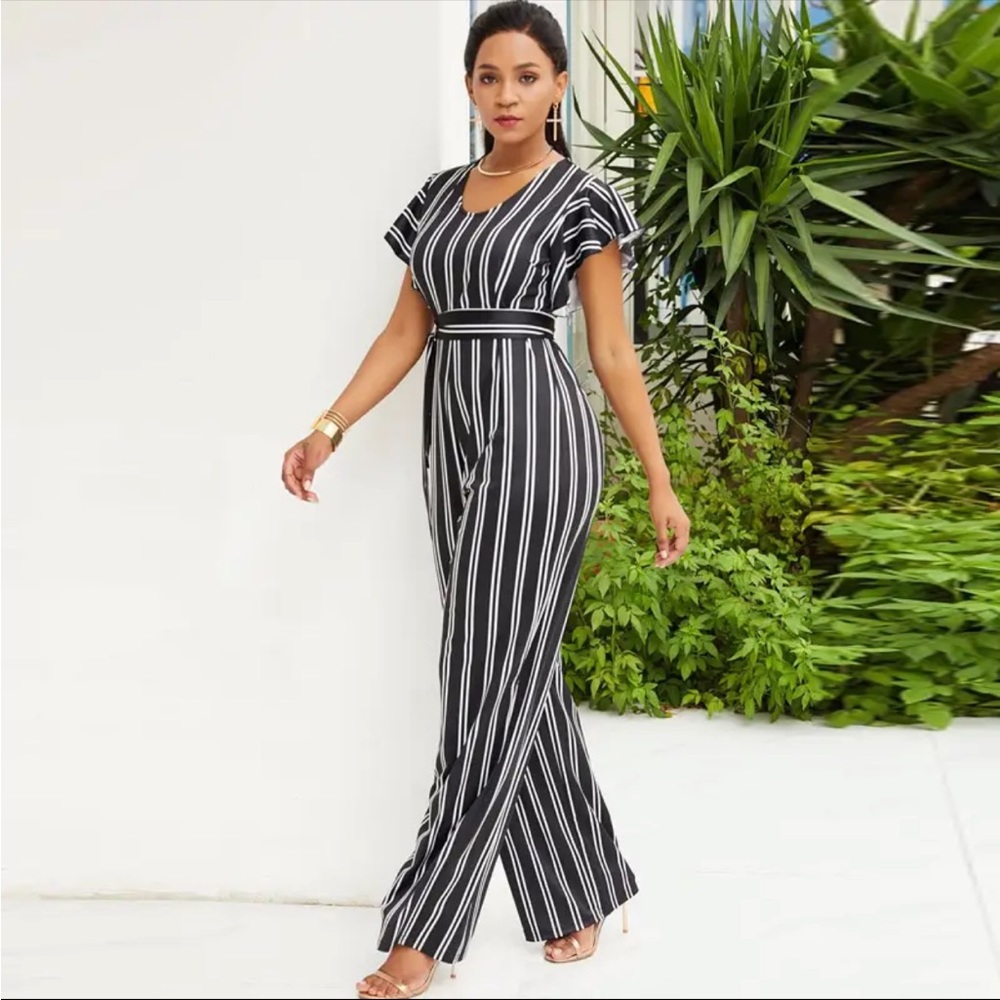 Pin Stripped Long Jumpsuit